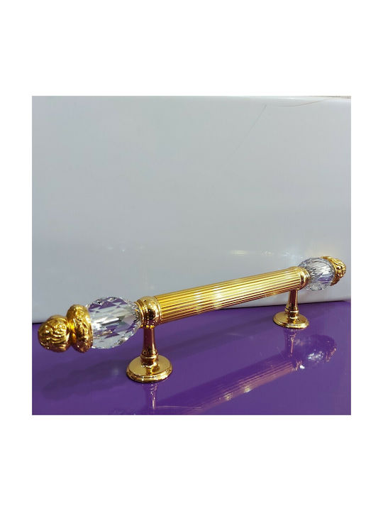 Spanish Brass Front Door Handle Mestre 4922-swa Swarovski Crystal Dimension 25.0cm