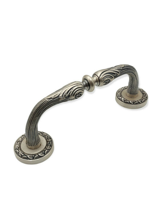Spanish Brass Front Door Handle Mestre 4924-arg Antique Silver Length 18.5cm