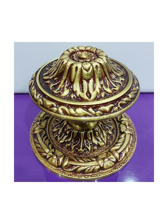 Spanish Brass Front Door Knob Coba 4874-000-20α1 Matte Gold Dimensions 70×70×61 Mm