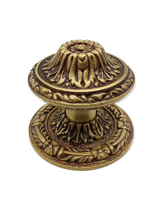 Spanish Brass Front Door Knob Coba 4874-000-20α1 Matte Gold Dimensions 70×70×61 Mm