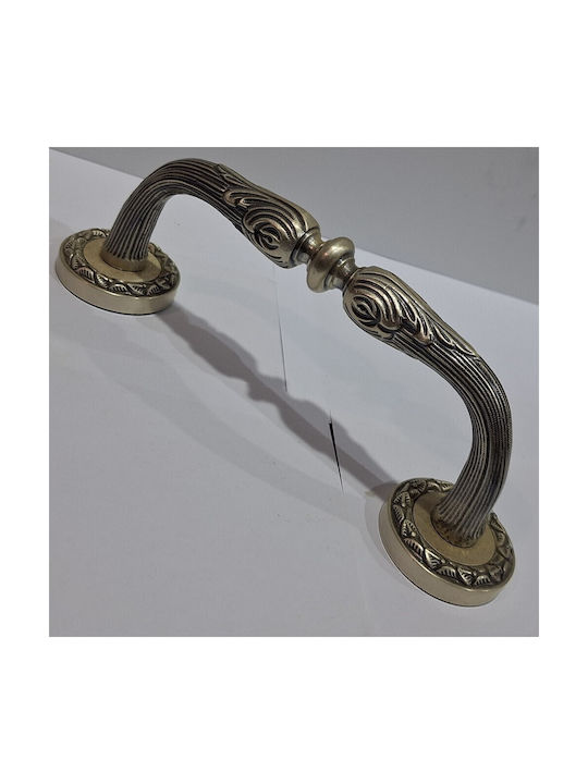 Spanish Brass Front Door Handle Mestre 4924-arg Antique Silver Length 18.5cm
