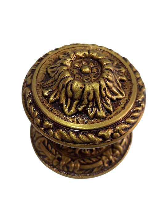 Spanish Brass Front Door Knob Coba 4874-000-20α1 Matte Gold Dimensions 70×70×61 Mm