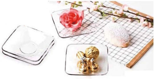 Homestyle Farfurie Deșert Pătrat Sticlă Transparent 10x10cm 6buc Homestyle Farfurie Deșert Pătrat Sticlă Transparent 10x10cm 6buc
