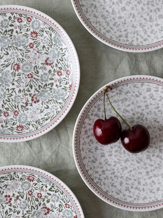 Laura Ashley Wild Clematis Πιάτο Γλυκού από Πορσελάνη Λευκό με Διάμετρο 12cm 4τμχ
