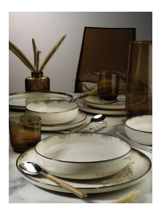 Kutahya Porselen Plate Shallow made of Porcelain Beige with Diameter 24cm