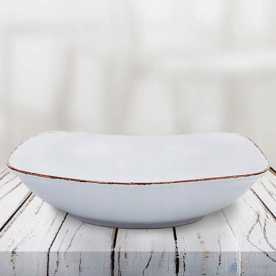Nava White Sugar Farfurie adâncă Pătrat Ceramică Alb 22.5x22.5cm