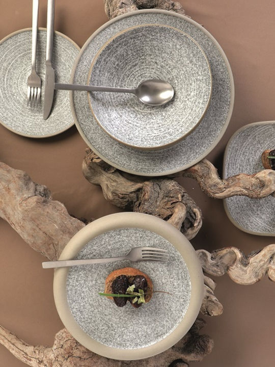 Espiel Corsica Plate Shallow Ceramic Gray with Diameter 23.5cm