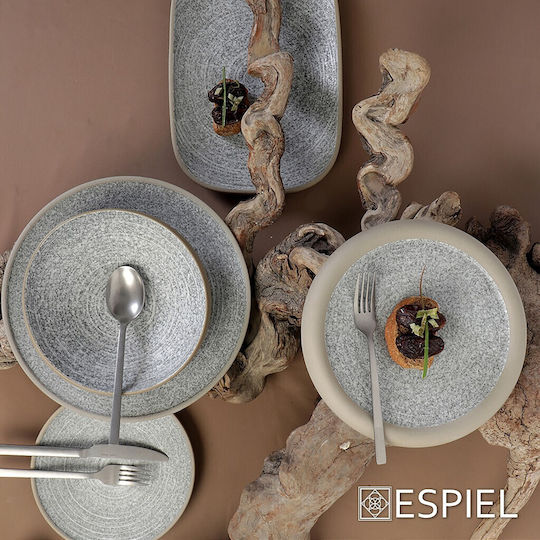 Espiel Corsica Πιάτο Ρηχό Κεραμικό Γκρι με Διάμετρο 23.5cm