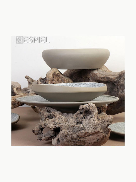 Espiel Corsica Plate Shallow Ceramic Gray with Diameter 23.5cm