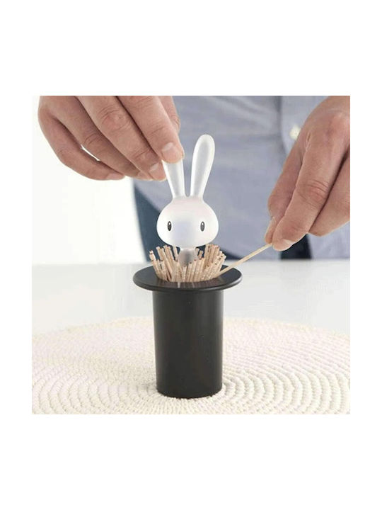 Alessi Toothpicks Case Magic Bunny Plastic 7x7x14cm Black