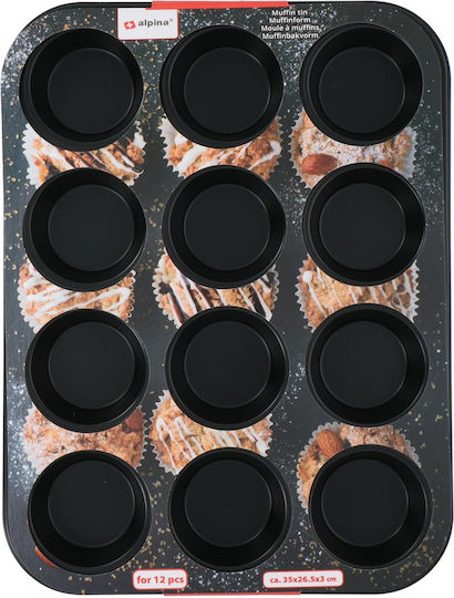 Alpina Appliances Formă de Patiserie pentru Cupcakes/Muffins 12 Locuri 35x26.5x3buc 1buc