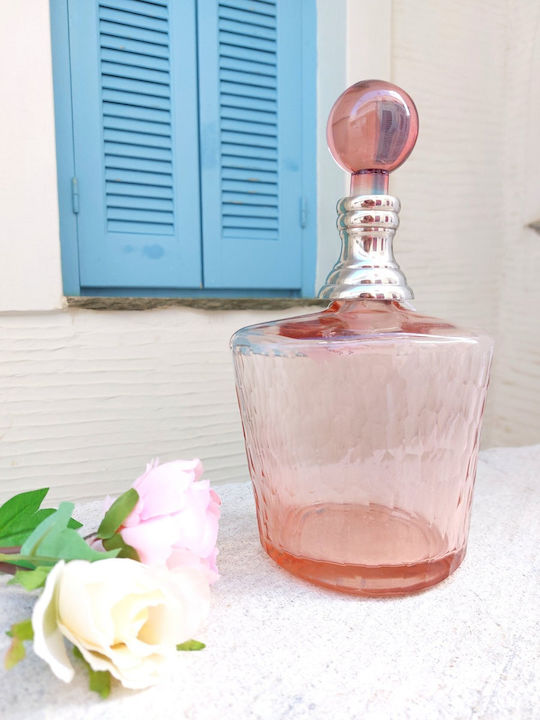 Inart Glass Liqueur Decanter with Stopper Pink