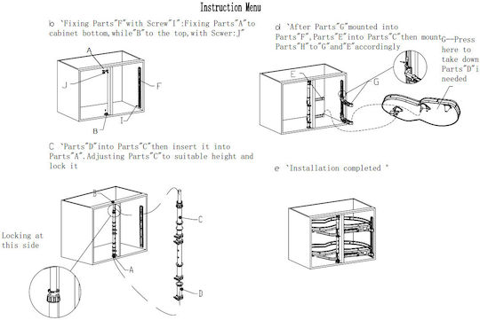 Kitchen Mechanism Fasoli Finetto Brake Door 40cm White Left Opening 102-1320#40fbi 500mm Depth