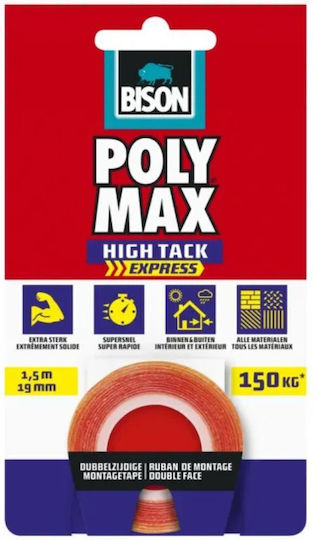 Ταινια Διπλης Οψης Polymax High Tack Λευκη 19mmx1.5m Bison 7004399