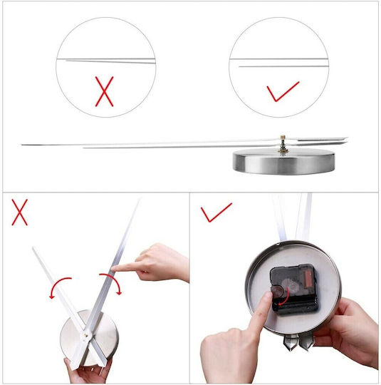 Ceas De Perete Autocolant Acrilic 3d Diy Cu Numere Romboidale Argintii