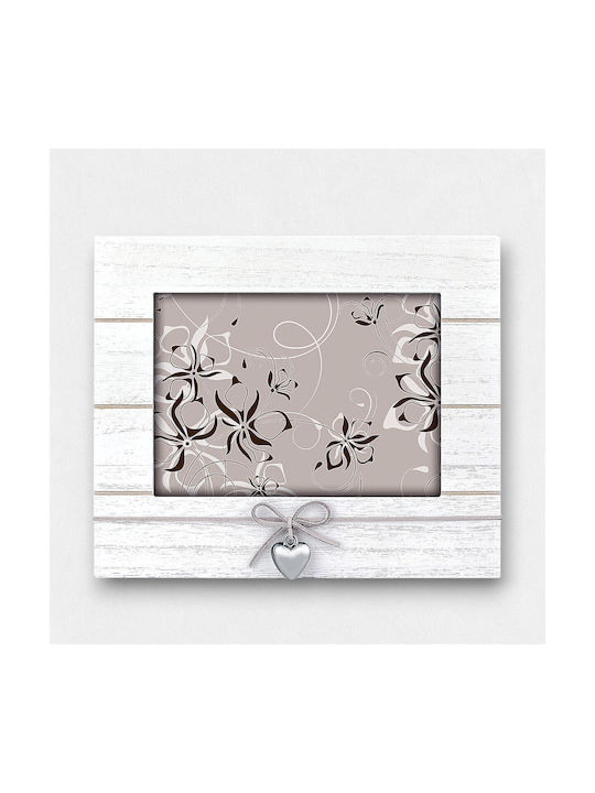 Artifact Wooden White Photo Frame “καρδια-w” 21cm X 17cm