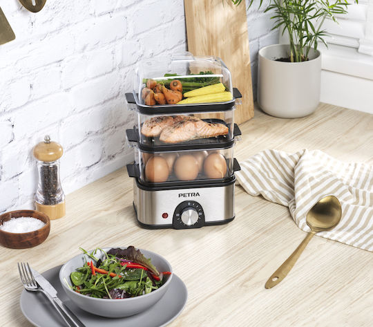 Petra Food Steamer with 3 Steaming Decks 3lt
