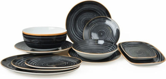 Dot Serving Platter Oval made of Porcelain Gray 36x26cm