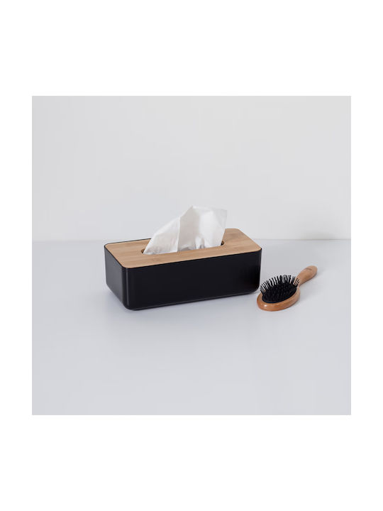 5Five Wooden Tissue Holder Natureo Black 26x13.2x8.8cm 155928C