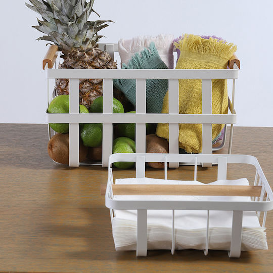Nef-Nef Homeware Metallic Napkin Holder White 20x20x8cm