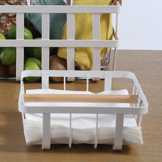 Nef-Nef Homeware Metallic Napkin Holder White 20x20x8cm