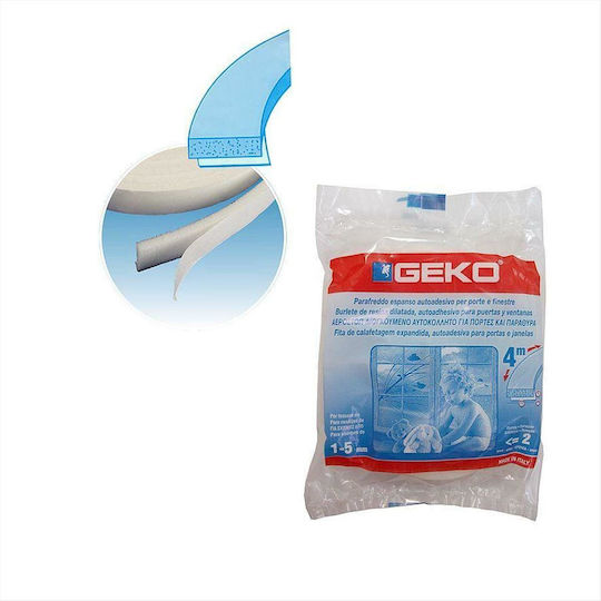 Geko Foam Self-Adhesive Tape Draft Stopper Window in White Color 8mx1.5cm