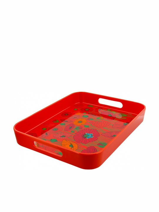 Pylones Kunststoff Rechteckig Serviertablett mit Griffen in Rot Farbe 53.7x34.7x5cm 1Stück