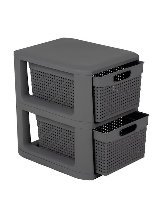 Homeplast Norma Perforated Plastic Drawer Unit 2 Tiers Gray 33x26x34.5cm
