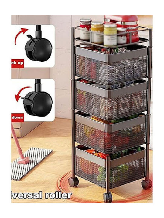 Next Metallic Kitchen Trolley 4 Tiers Black 27x27x78.5cm