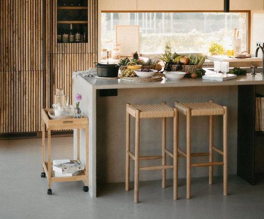 Andrea House Wooden Kitchen Rack 2 Tiers Beige 55x34x63cm