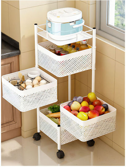 Next Next Metallic Kitchen Trolley 4 Tiers White 27x27x78.5cm