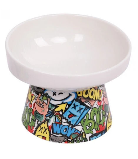 Κεραμικό Μπολ Σκύλου & Γάτας M-pets Urban Style Tilt'd Raised 250ml Πολύχρωμο