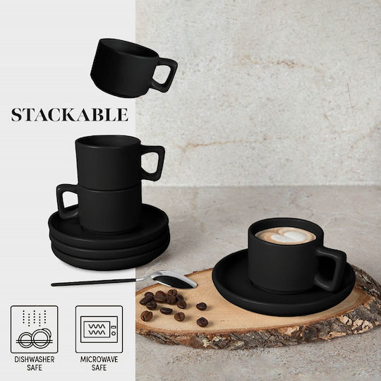 Berlinger Haus Set of Cups Coffee Ceramic Black 100ml 4pcs