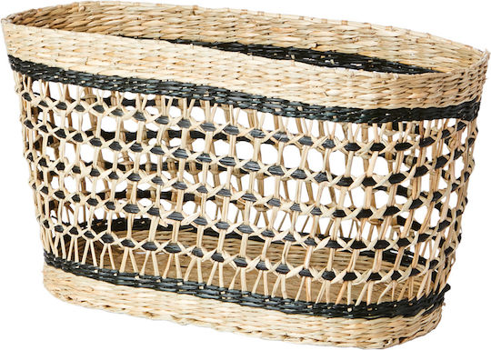 Wicker Baskets Set 3 Pieces Collect Black Natural 28x12x12 32x13x18 36x14x20cm