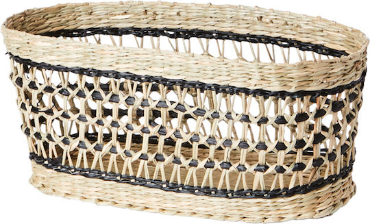 Wicker Baskets Set 3 Pieces Collect Black Natural 28x12x12 32x13x18 36x14x20cm