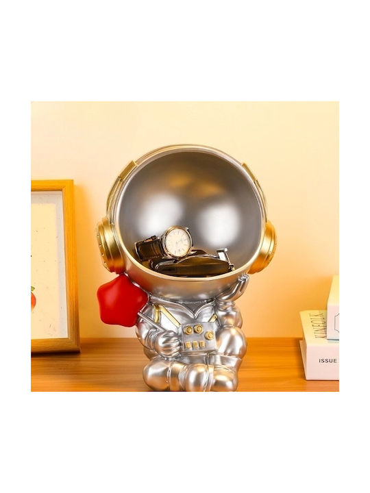 Miniatură Decorativă Mare Astronaut Din Plastic Pentru Depozitare Obiecte 21x19x26 Argintiu