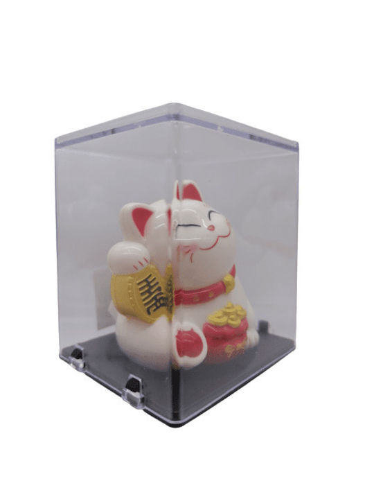 Cat Maneki Neko Good Luck Abundance Money Decorative Waving Hand Works Light Sun 6.5cm White F99290wh Plastic