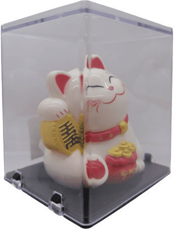 Γάτα Maneki Neko Καλή Τύχη Αφθονία Χρήματα Διακοσμητική Κουνάει Χέρι Λειτουργεί Φως Ήλιο 6 5cm White F99290wh Plastic