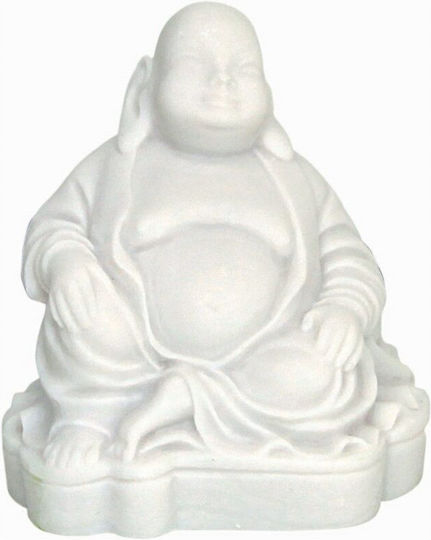 Χειροποίητο Γλυπτό White Buddha 9cm Handmade In Greece