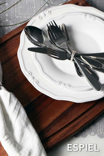 Espiel Tiffany Ceramic Salad Bowl White 26x26x7cm