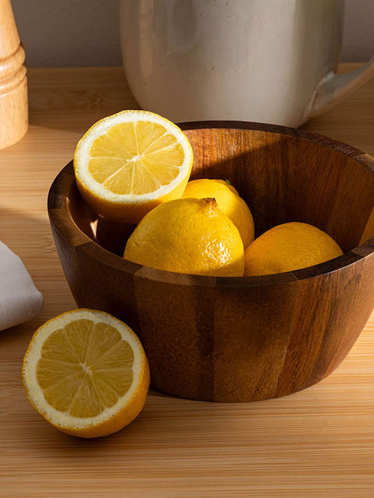 Atmosphera Wooden Salad Bowl Brown 16x16x7cm