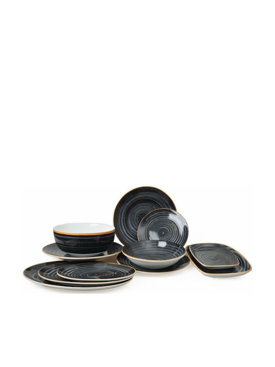 Dot Porcelain Salad Bowl Gray 23x23cm