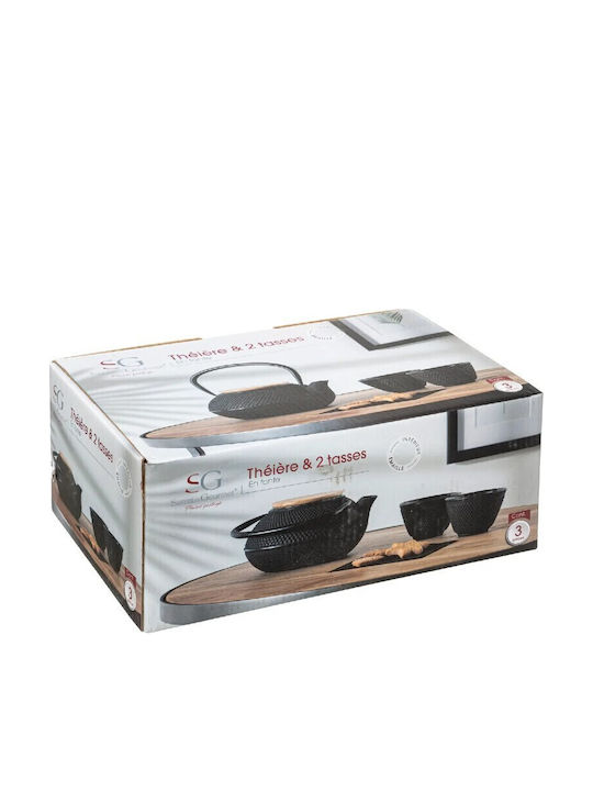 Atmosphera Tea Set with Cup Cast Iron Black 3pcs