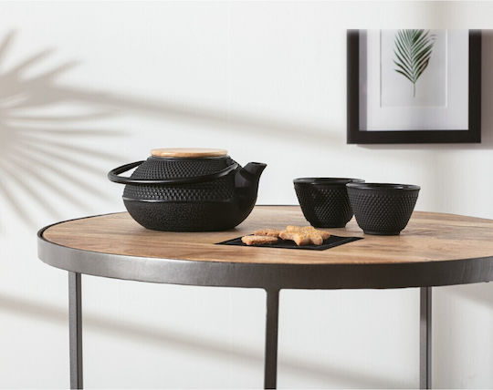 Atmosphera Σετ Τσαγιού με Κούπα Μαντεμένιο Μαύρη 3τμχ