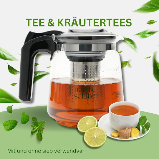 Teapot with Filter Glass Transparent 1700ml