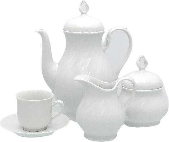 Seltmann Weiden Reggina Tea Set with Cup Porcelain White 750ml 15pcs