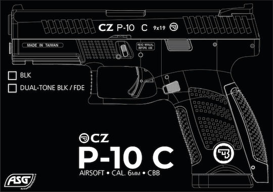Asg Αεροβόλο Πιστόλι Προσυμπιεσμένου Αέρα CZ P-10C Blowback Μεταλλικό 6mm