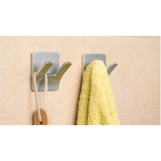 Inofix Metallic 2-Hook Kitchen Hanger with Sticker Silver S7905040