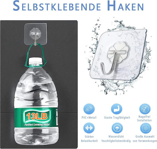 Cârlige autoadezive Tipa impermeabile rezistente la ulei 6x6cm max 10kg transparente pachet 10
