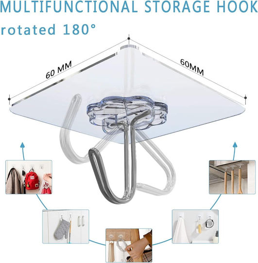Cârlige autoadezive Tipa impermeabile rezistente la ulei 6x6cm max 10kg transparente pachet 10